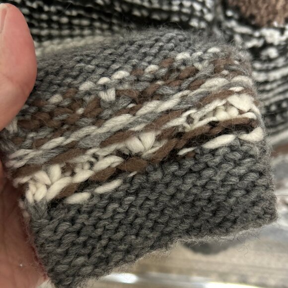 J. Jill Chunky Wool Blend Open Cardigan Nordic Sweater Neutral Stripe Size SP - Picture 7 of 10